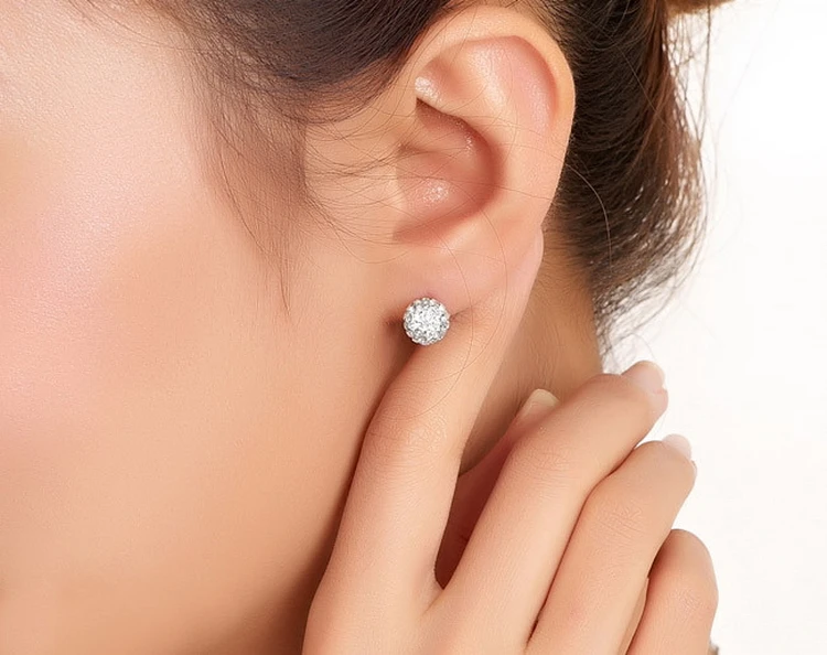 Женские блестящие серьги гвоздики из серебра 925 пробы 10 мм|ball stud earrings|fashion earringsstud