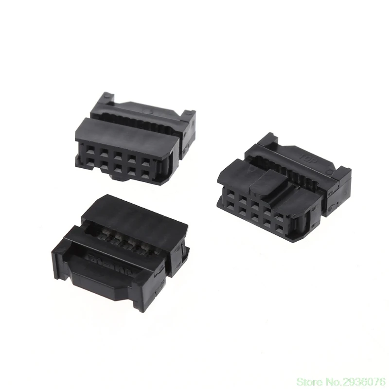 

10Pcs/Set FC-10P 2x5Pin Dual Row Pitch 2.54mm IDC Socket Connector Female Header Drop Ship 11