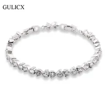 Gulicx роскошный ЕС Стиль австрийский хрусталь CZ ссылка браслет-цепочка Для женщин белое золото-цвет браслет свадебное украшение подарок L157
