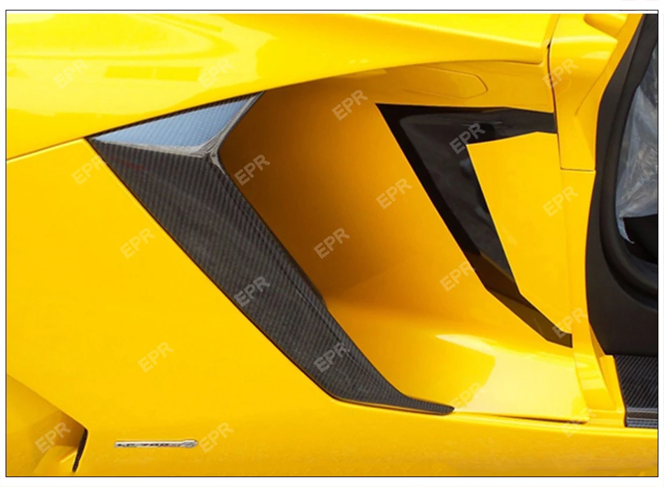 Углерода боковые вентиляционные крышки для LAMBORGHINI Aventador LP700 DMC Стиль углеродного волокна боковой Впускной воздуховод для наращивания тела комплект отделкой