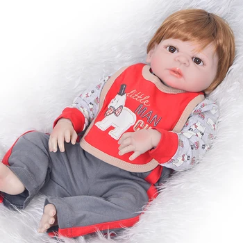 

New 58 cm Reborn Dolls Babies Full Silicone Vinyl Body Simulation Reborn Bonecas Truly Boy Babies 23'' Educational Kids Toy