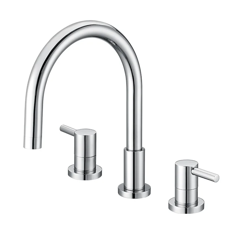Kitchen Faucets Brass Electroplate Silver Basin Faucet Swivel Double
