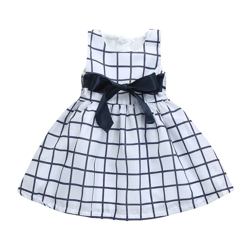 

2019 New Summer Dress kid Girls Vestidos Children Baby Girls Plaid Pockets Sundress Big Sleeveless kids girl Dresses clothing