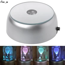 4-светодиодный круглый светящаяся основа лазерный свет стенд держатель для коктейльное платье с украшением в виде кристаллов Стекло прозрачные объекты Дисплей