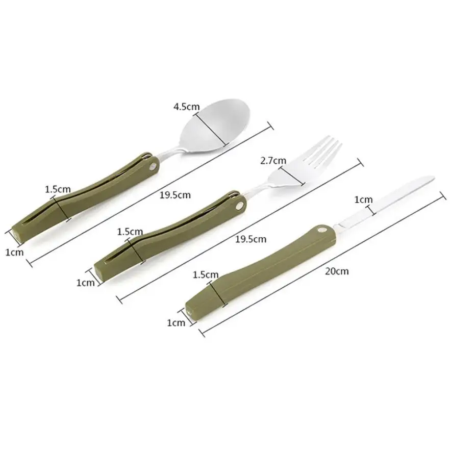 3 шт./компл. легкий складной Открытый Кемпинг посуда Нержавеющая сталь карман, ложки, вилки,# FC28