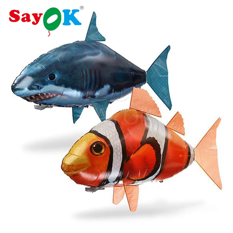 $35 RC Air swimming fish toys drone RC shark clown fish balloons Nemo flying inflatable fish for kids t
