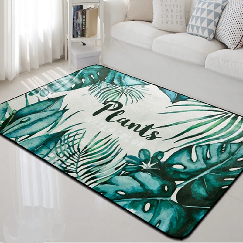Тропический зеленый растений толстый ковер Nordic Стиль ковер для Гостиная Украшения в спальню Прямоугольный Диван комнаты детские напольные ковры