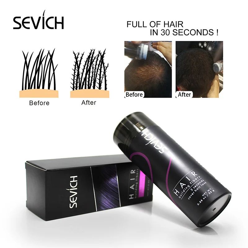 Sevich 25g Hair Fiber Instant Hair Growth Keratin Hair Building Fibers Powder Applicator Comb Extension Hair In Second 10 Color 100g organic 10 color hair regrowth non allergenic hair loss products hair building hair fiber powder thicken hair