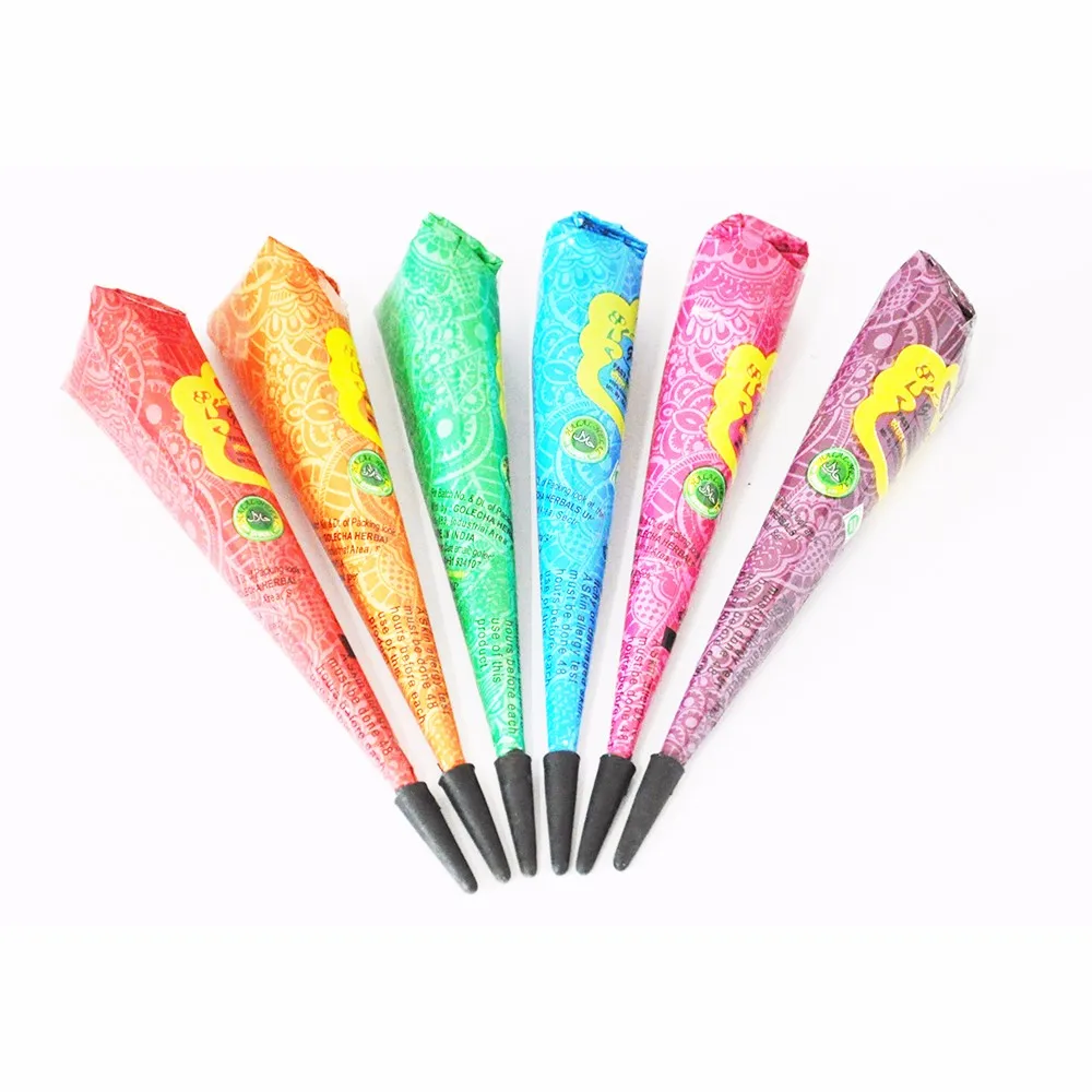 1 Piece Indian Henna Tattoo Paste 6 Colors Women Body Art Paint Drawing Temporary Natural Plant Pigment Henna Paste Mehndi Cone (2)