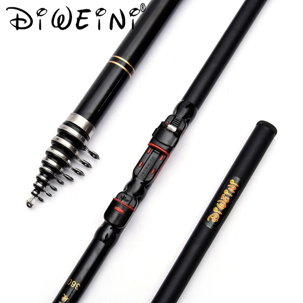 Cheap Black 2.1m 6.3m Fiberglass Fiber Carbon Fiber Telescopic Fishing