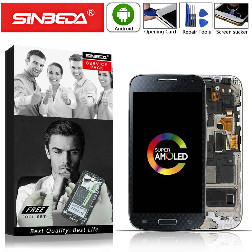 

4.3" AMOLED For SAMSUNG Galaxy S4 Mini LCD Display Touch Screen with Frame Digitizer For SAMSUNG S4 mini Display i9192 i9195