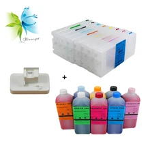 T6421-T6428 8 colors refillable ink cartridge + 8 liters eco solvent ink + 1 pc chip resetter for Epson Stylus Pro GS6000