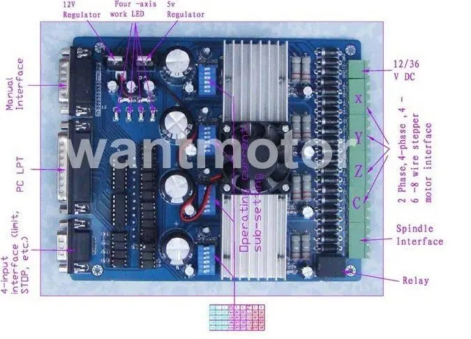 Высокая мощность! ЧПУ Wantai 4 оси шаговый двигатель драйвер платы TB6560 1/2 1/8 1/16 микроступенчатый фрезерный принтер лазерный гравер