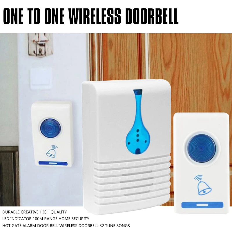 

LIXF Durable Creative High Quality LED Indicator 100M Range Home Security Hot Gate Alarm Door Bell Wireless Doorbell