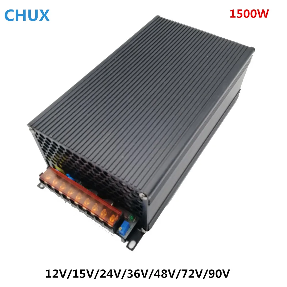 

Regulated 1500W Switching Power Supply 12V 15V 24V 36V 48V 72V 90V Driver Transformer 110V 220V AC DC SMPS CNC CCTV 3D Printer