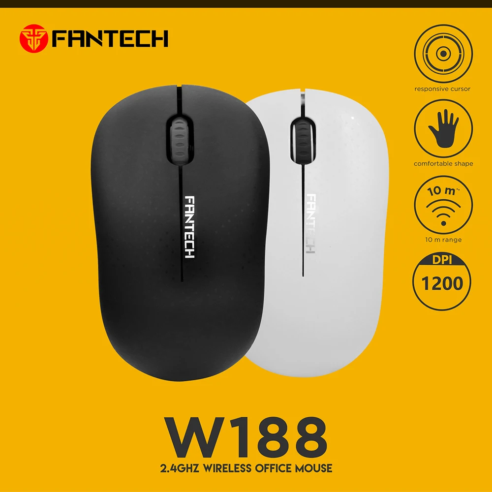 

FANTECH 2.4GHz Wireless Mice Silent Click Optical mouse 1200 DPI 3 Button 10m Distance for Notebook Game and PC Wireless Mouse