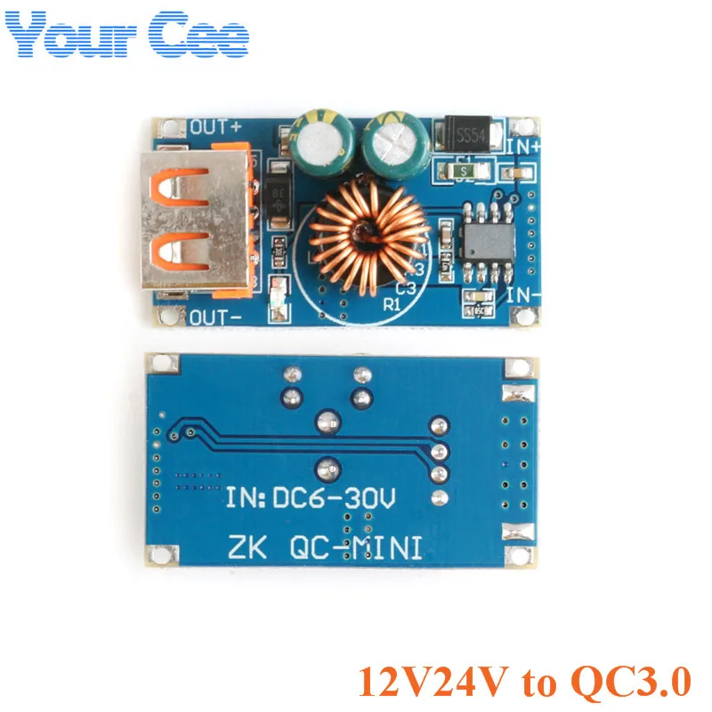 

12V24V to QC3.0 USB DC-DC Step Down Buck Converter Charging Module Fast Charger Circuit Board Automatic Voltage Regulation 5V 9V