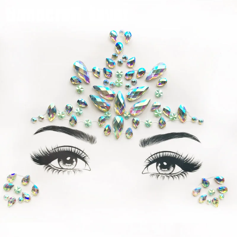 3D блестящие украшения с кристаллами, тату-стикер для женщин, модные драгоценные камни для тела, праздничные цыганские украшения для лица, Кристальные вечерние украшения для макияжа - Цвет: 28