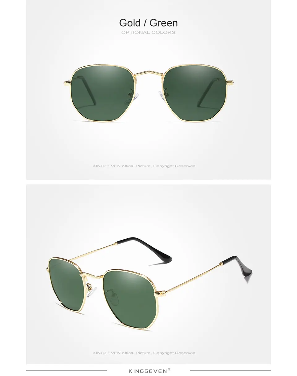 KINGSEVEN новые шестигранные отражающие солнцезащитные очки мужские солнцезащитные очки из нержавеющей стали очки Oculos Gafas De Sol Shades