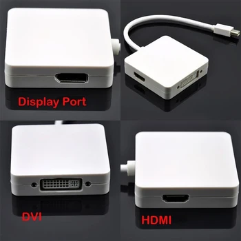 

Marsnaska 3 in 1 Thunderbolt Mini Displayport DP to HDMI DVI VGA Adapter Display port Cable for apple MacBook Pro Mac Book Air