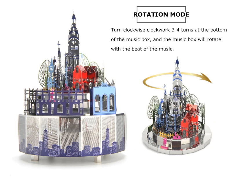 3D металлическая модель-головоломка, музыкальная шкатулка, рождественский подарок, музыка и светильник, музыкальная шкатулка, подарок на день Святого Валентина# замок, стиль, тема, сделай сам, для детей и взрослых