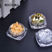 6 коробок, золотой, серебристый неправильной формы, алюминиевая фольга для перевода на ногти, бумажная наклейка для дизайна ногтей, 3D блеск, сделай сам, маникюр, УФ-гель, украшения для ногтей