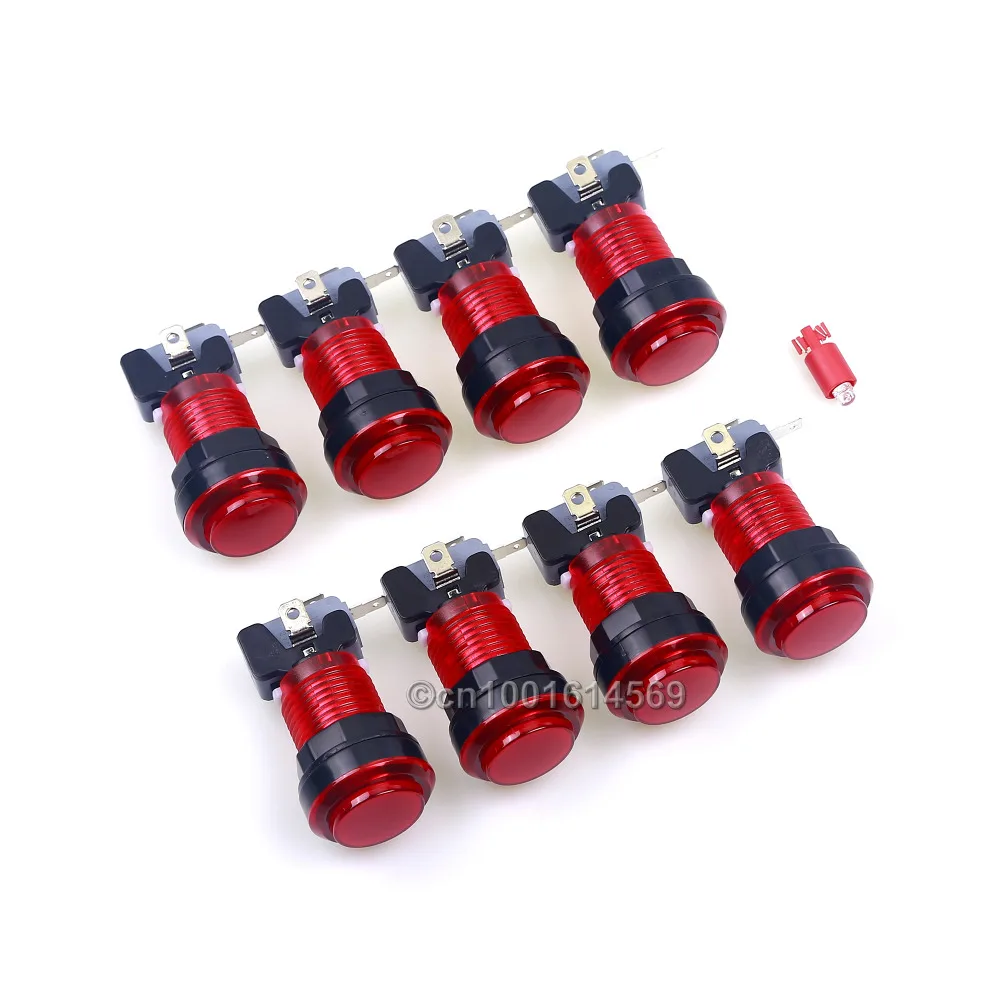 

8pcs 30mm LED Arcade Button Transparent Illuminated Buttons with Micro Switch for Arcade Machine & Coin Operated Games Parts DIY