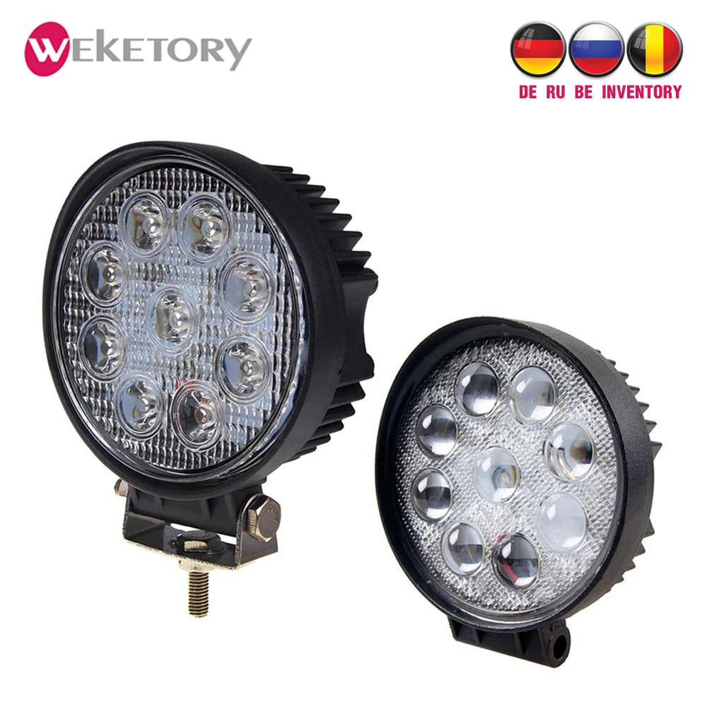 

weketory 27W 4 inch LED Work Light Flood Driving Lamp for Car Truck Trailer SUV Offroads Boat 12V 24V 4WD