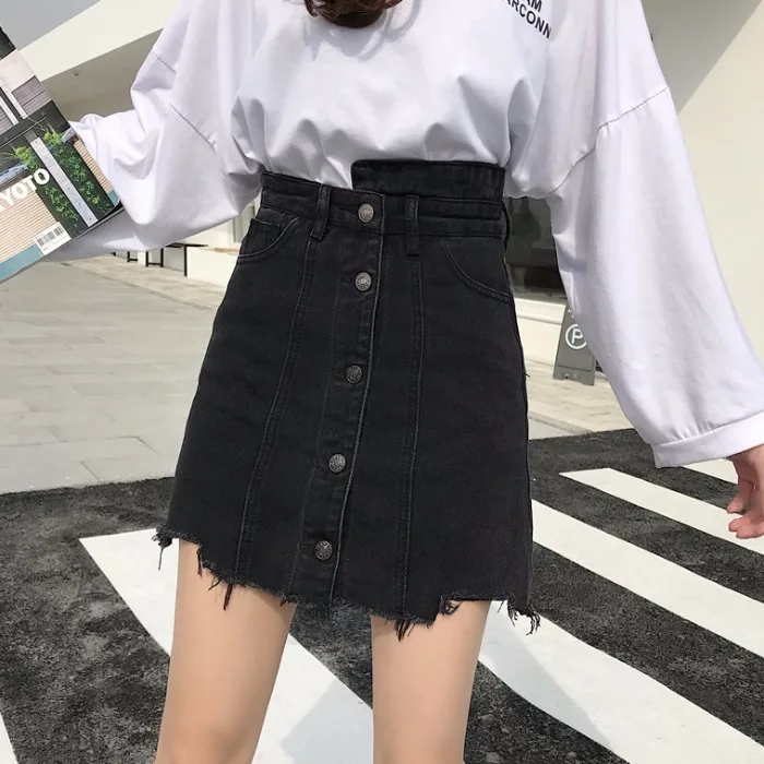 

Saia Long Skirt Real Lolita Spring And Summer 2019 New Korean Version Of The Retro Asymmetric Irregular For Edge Bag Hip Short