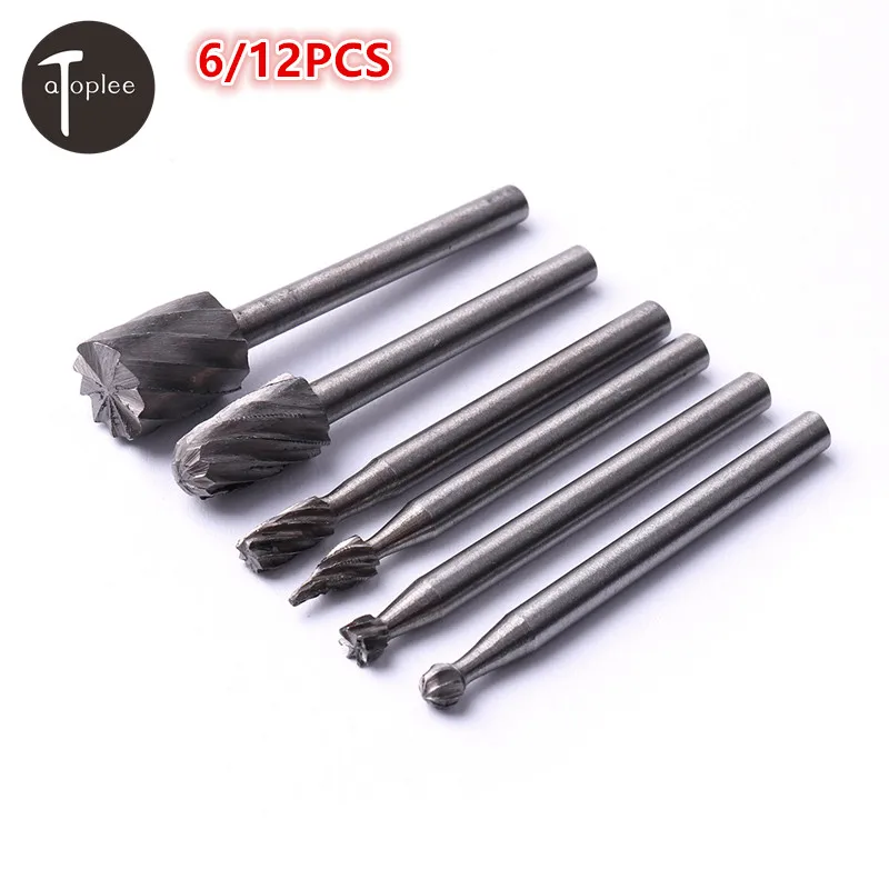 6/12PCS HSS Dremel Rotary Bits Burr Polish Rotary Tools Drill Bit For