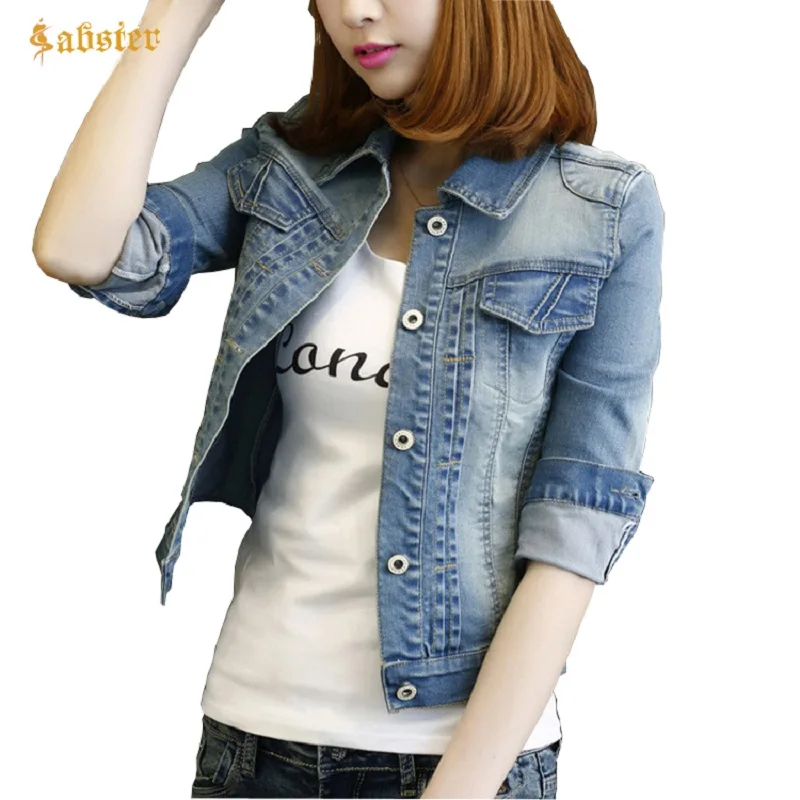 

2018 New Arrived 5XL Oversize Denim Jacket Women Turn Down Collar Slim Top Long Sleeve Jeans Jacket Coats Light Washed XZ205