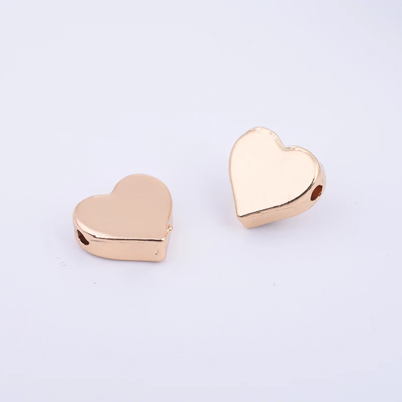 

Batch / 20 PS packaging DIY manual interval bracelet accessories charm beads small hole heart-shaped silver / gold pendant jewel
