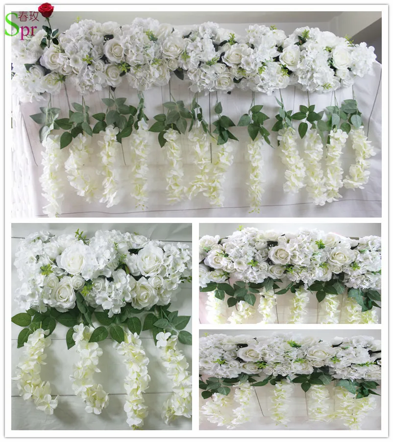 2017 High quality wedding stage arch table runner backdrop flowers wall