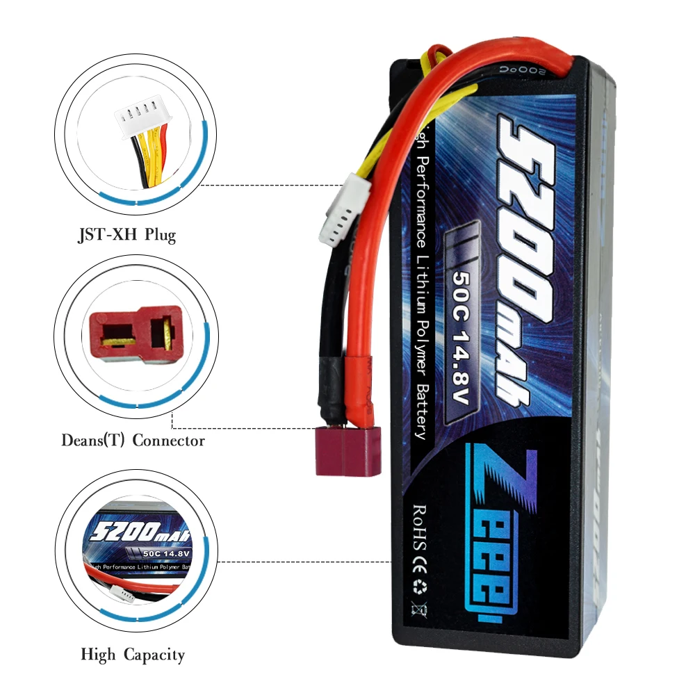 Zeee 5200 мАч аккумулятор с ру для RC автомобиля 4S RC LiPo батарея LiPo 14,8 в 4S 50C с штекером Deans для RC вертолета автомобиля лодки грузовика