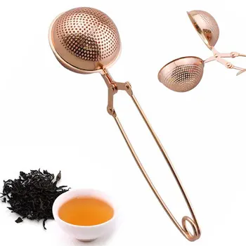

Practical Sphere Stainless Steel Coffee Mesh Tea Infuser Handle Filter Strainer Ball Shape Diffuser Herb Home Spice Rose Gold