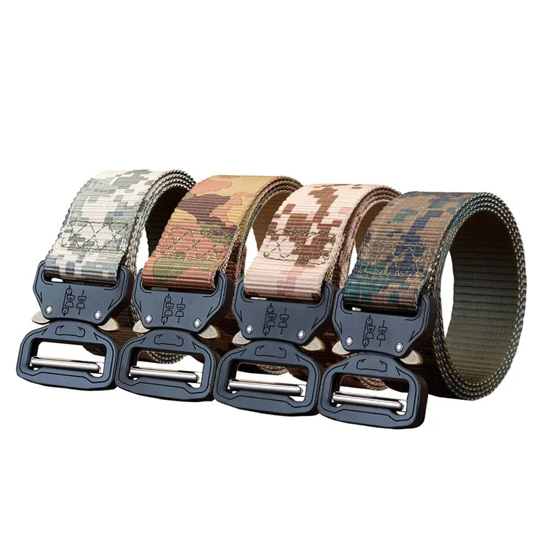 

Outdoor Army Training Belt Tactical Thicken Nylon Metal Belt 125cm Black Man Alloy Weaving #3N07