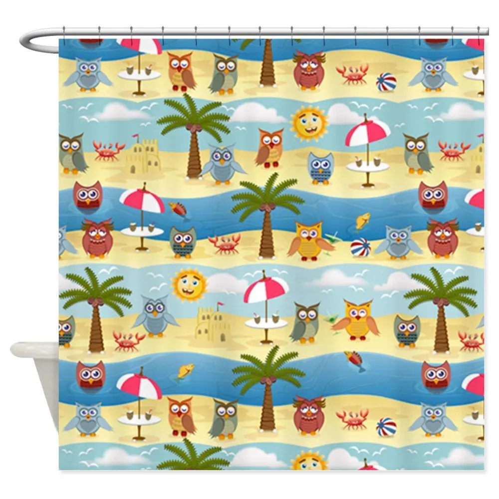 

Custom Summer Owls Decorative Fabric Shower Curtain