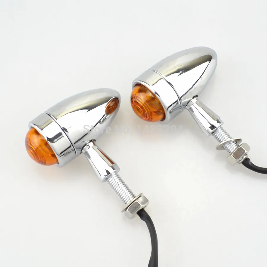 

Chrome Bullet Amber Turn Signal Light Indicator Case for Harley Sportster Iron 883 1200 XL Bobber Chopped 883N
