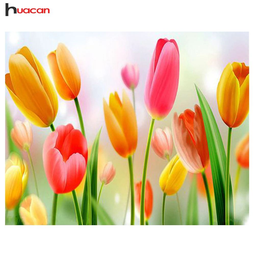 

Huacan,Diamond Painting"Flowers"Handmade Home Decoration,5D Diamond Embroidery Full Square Crystal Patterns Mosaic Craft Gift