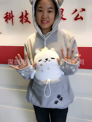 Кошка начать заказчика платье большой карман с капюшоном Японский кот и кенгуру