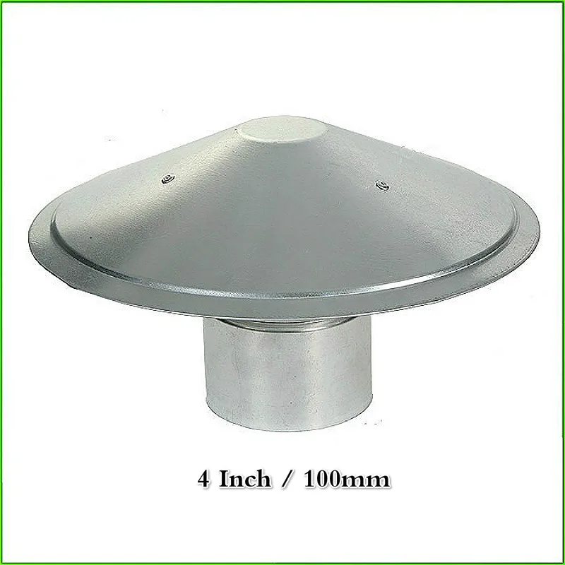 4 Inch/100mm Waterproof Roof Vent Cap Cover Galvanized Steel Cowl Vents
