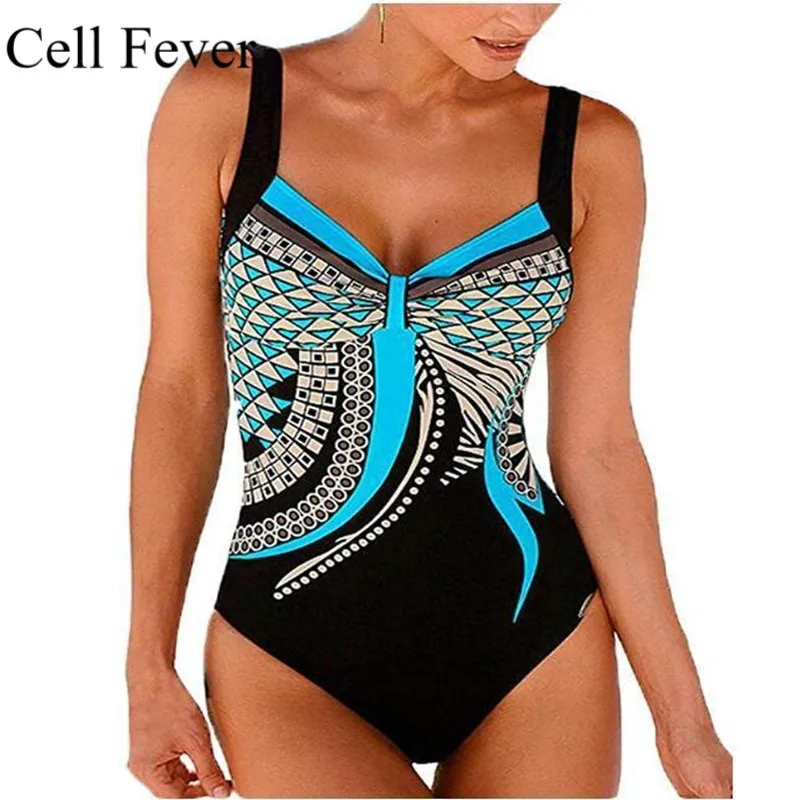 

2019 One Piece Swimsuit Print Swimwear Women Classic Vintage Swimming Suit Slim Push Up Bathing Suit Summer Beachwear S-XXL