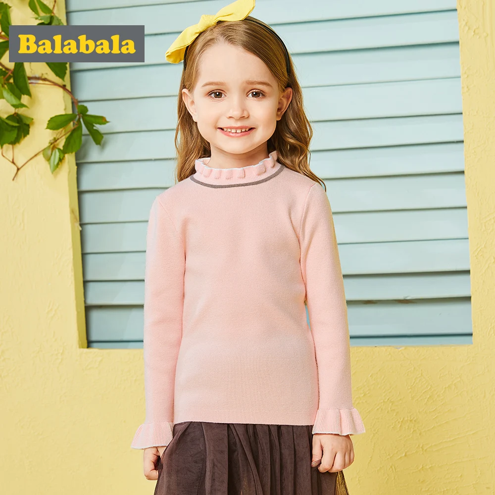 

Balabala fashion sweater for spring/autumn clothes for girls knitted sweater warm pullover sweaters Horn sleeve clothes girls