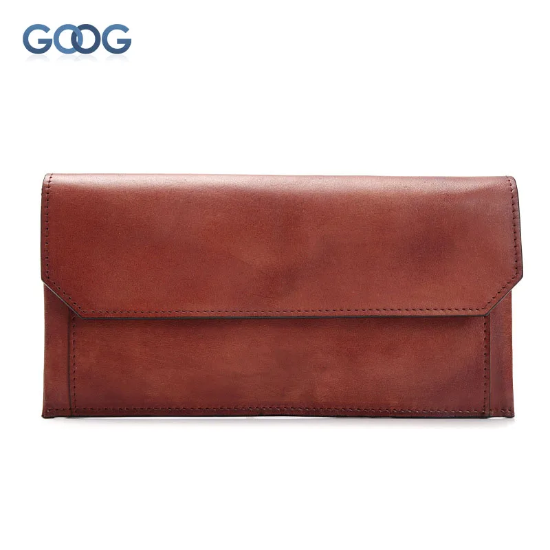 

Retro Men 's Wallets Leather First Layer Leather Casual Handbag Long Pattern Vegetable Leather Wallet Hand Wallet