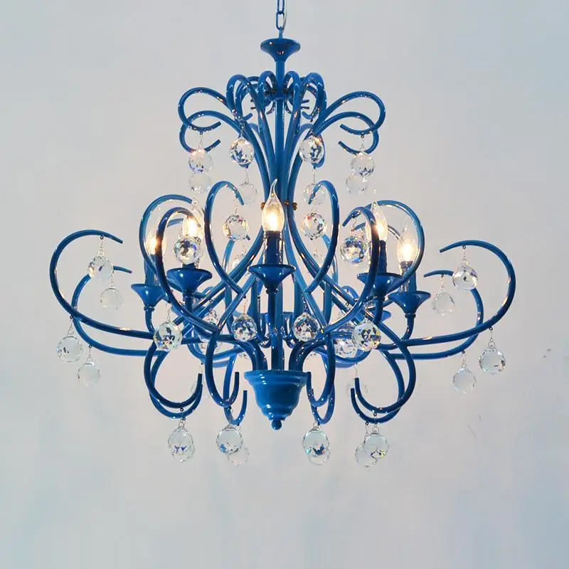 Салон shopwindow mission style Синяя Свеча Люстра для гостиной, спальни, столовой светильник Искусство и ремесла огни и освещение