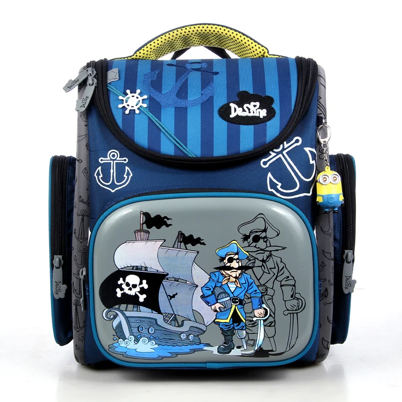 

Delune brand new European children's pirate school backpack bag children cartoon children cartoon school light school bag in 201
