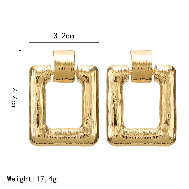 Винтажные серьги для женщин золотого цвета Геометрическая текстура металлическая подвеска серьги Модные ювелирные изделия