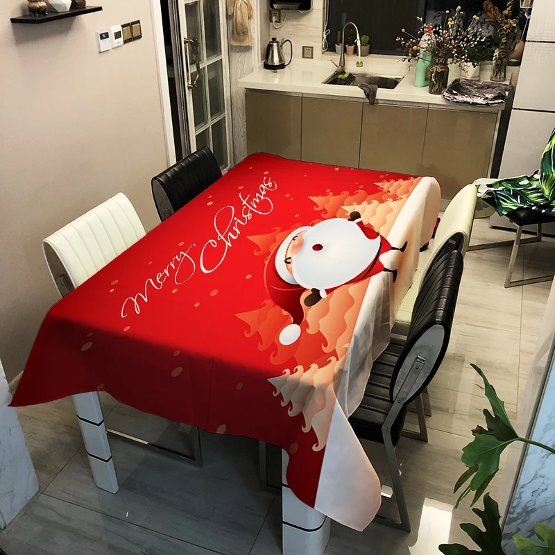 

3d Christmas Tablecloth Creative Green Plant Flamingo Pattern Polyester Comfortable Waterproof Table Cloth Cover for Children