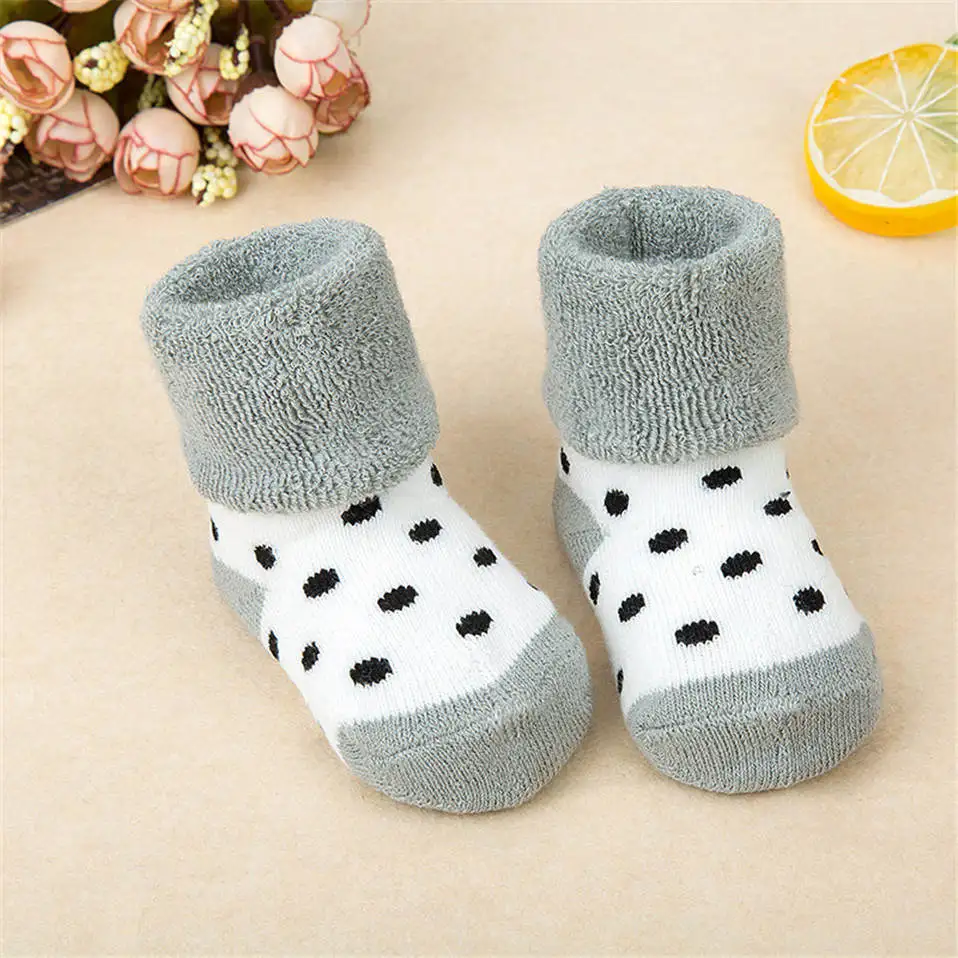 Хлопковые носки для малышей; сезон весна-зима; плотные теплые носки для новорожденных мальчиков и девочек; носки-тапочки для малышей; Calcetines - Цвет: 18