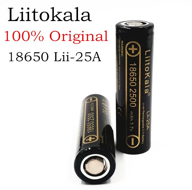 3 шт. LiitoKala lii-25a para 6 V 18650 2500 mAh Li-Ion Bateria inr 18650-25 10A 35A разряд для электронной сигареты |